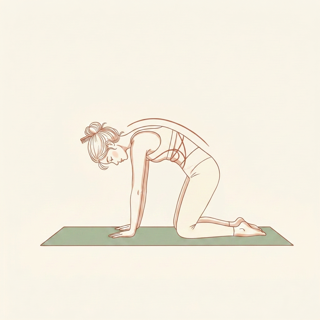 Illustration of Cat-Cow with Pelvic Floor Awareness