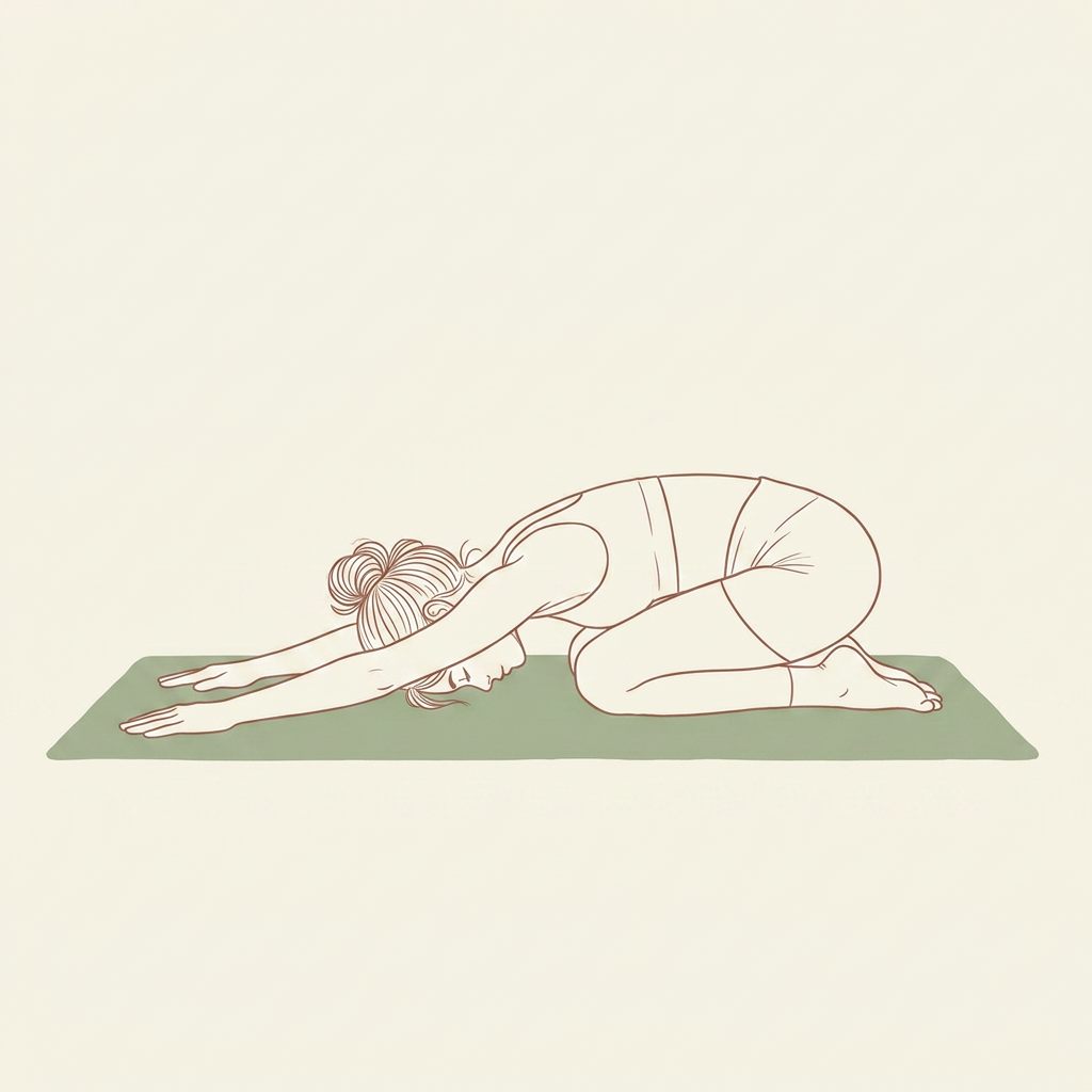 Illustration of Child's Pose with Deep Breath