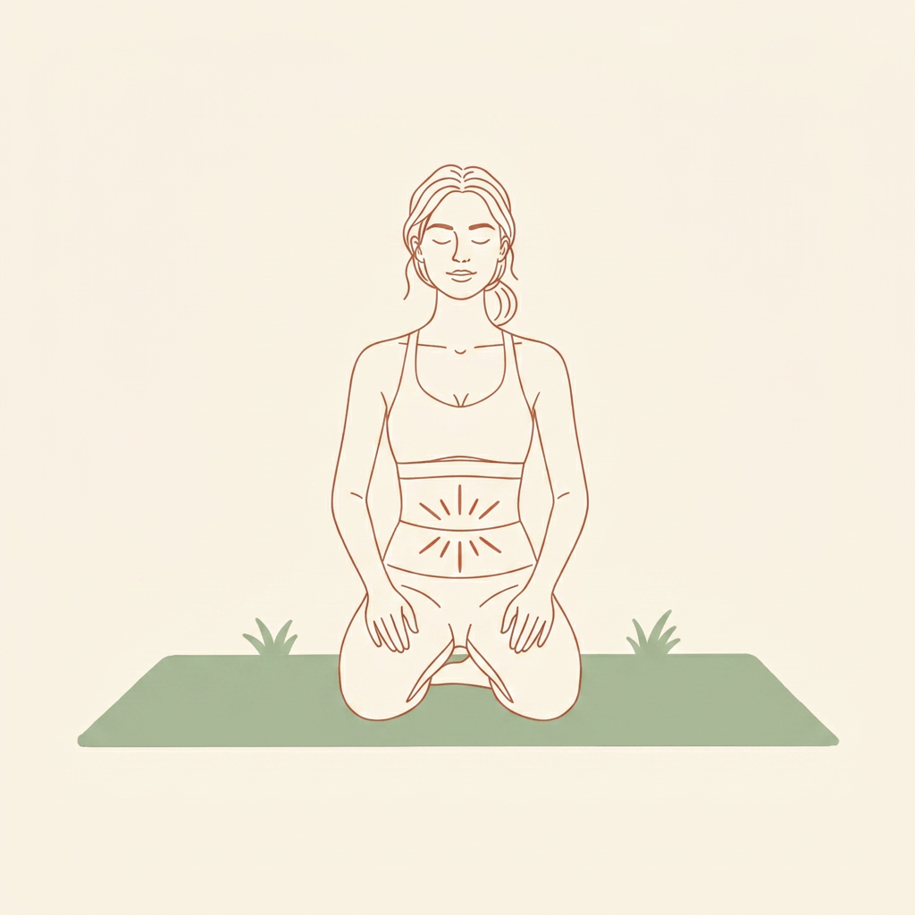 Illustration of Diaphragmatic Breath with Pelvic Floor Lift