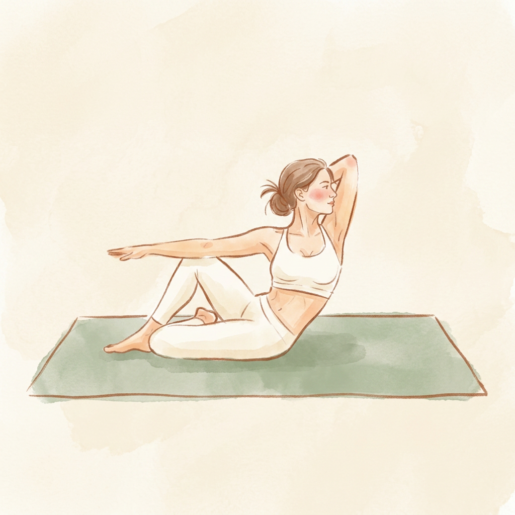 Illustration of Gentle Supine Twist (knees to one side)