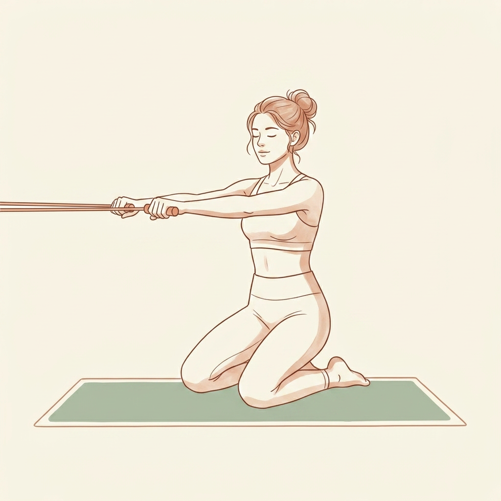 Illustration of Pallof Press (kneeling or standing)
