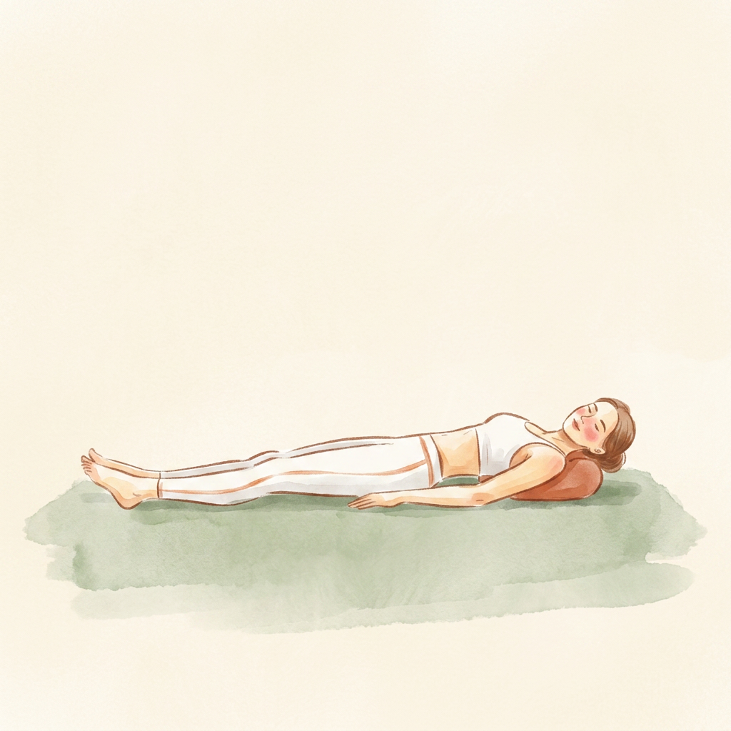 Illustration of Pillow under lower back for gentle arch