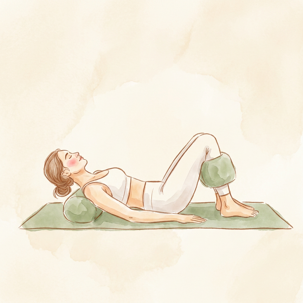 Illustration of Reclined Bound Angle Pose (knees supported)