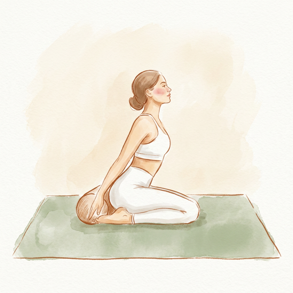 Illustration of Reclined Bound Angle Pose (Supta Baddha Konasana)