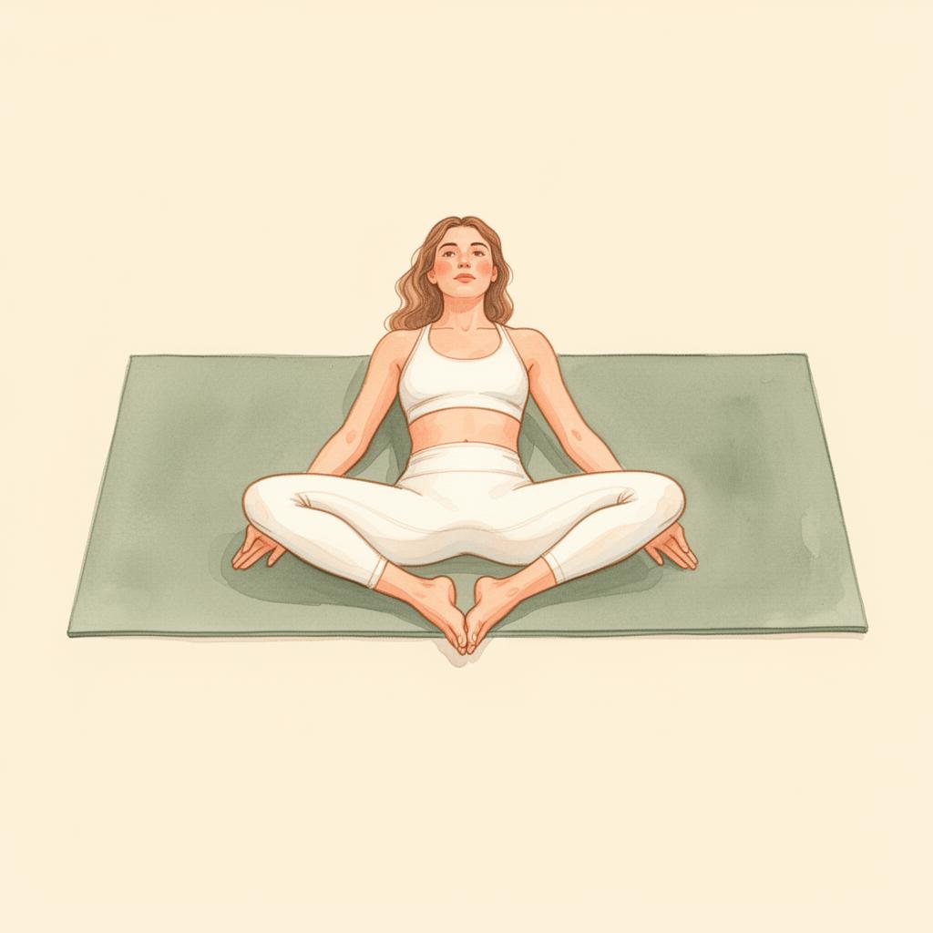 Illustration of Reclined Butterfly (feet together, knees open)