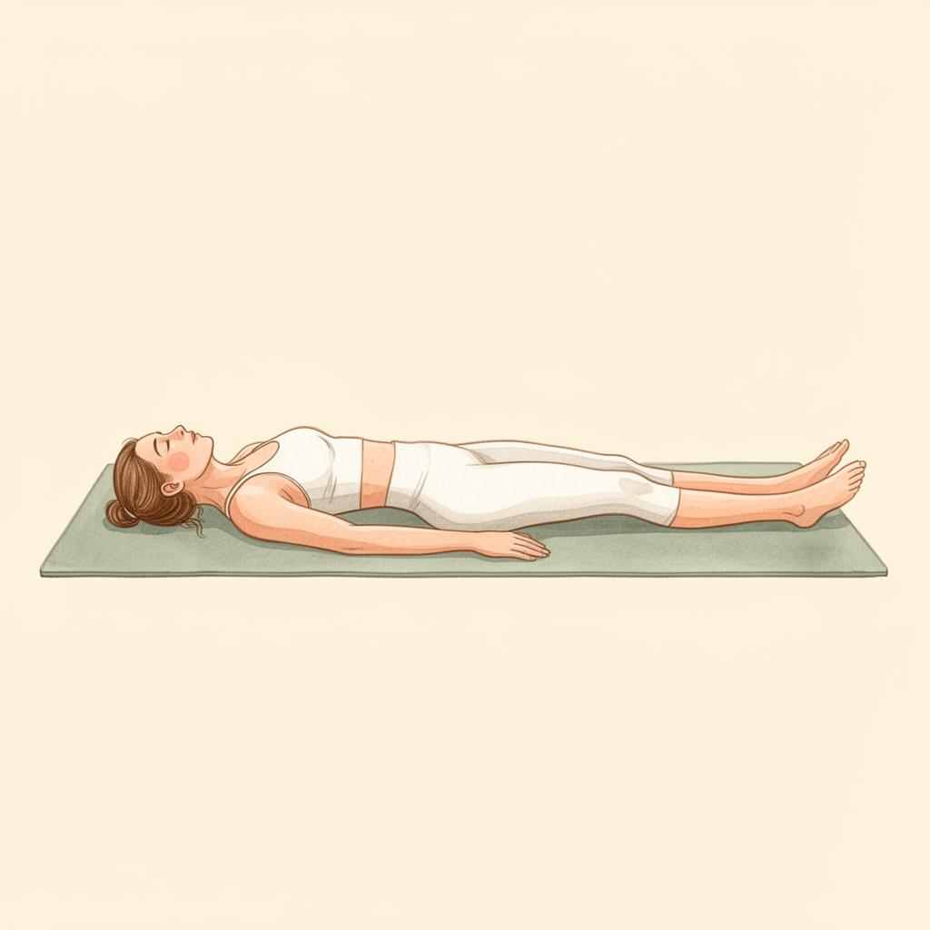 Illustration of Reclined Psoas Release (legs long)